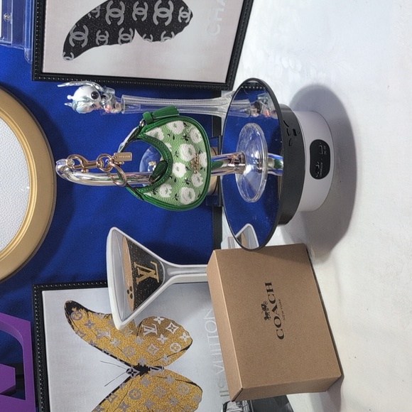 Coach Mini Carmen Bag Charm Keyring With Kelly Green Floral Print -NEW! - Picture 3 of 11